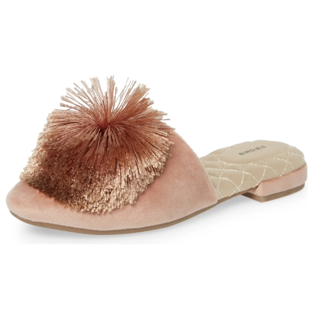 NWOB Birdies The Songbird mule in blush velvet